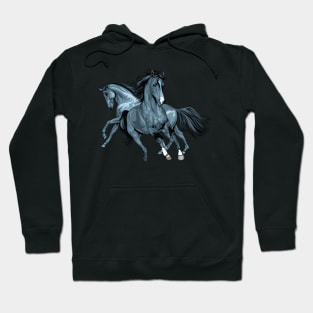 Two running horse print Hoodie